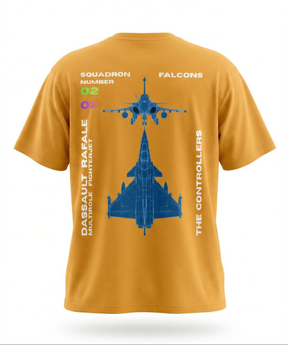 Yellow t-shirt with fighter jet design and text